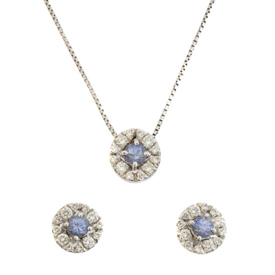 A set of 18ct gold sapphire and diamond jewellery