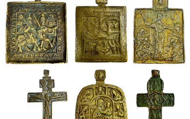 A set of 6 Russian "Old-Believers" brass casting. - Russia,...