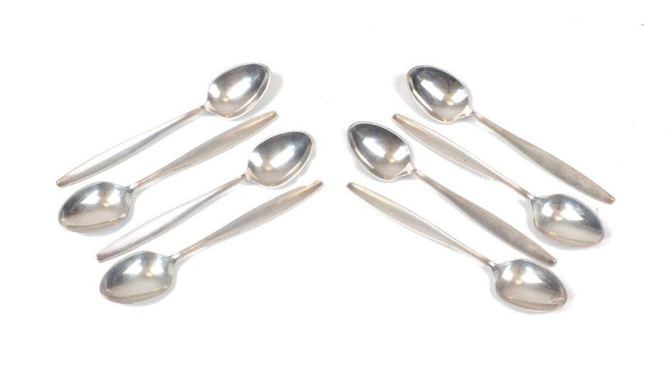 A set of eight Georg Jensen silver teaspoons, stamped sterling, Denmark, total weight approx. 4.7oz (8)