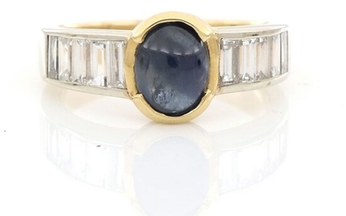 AIG certified - 18 kt. Yellow gold - Ring - 3.02 ct Sapphire - Diamonds