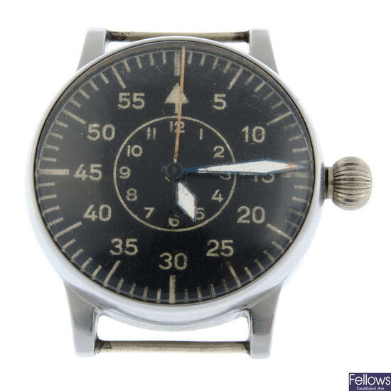 A.LANGE & SÖHNE - a steel cased WW2 German military issue pilot watch head. 55mm.