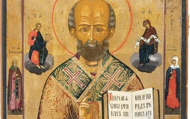 AN ICON SHOWING ST. NICHOLAS OF MYRA Russian, 2nd half 19th