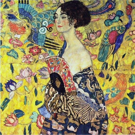 After Gustav Klimt, Lady With Fan Ceramic Art Tile