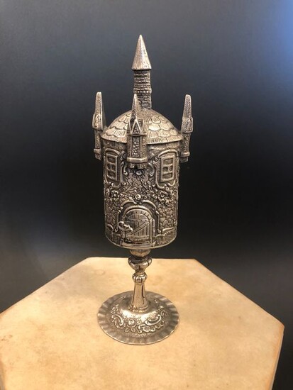 Amazing Gothic style Jewish spice tower - silver - Germany circa 1880- massive hand crafted with - Silver - Germany