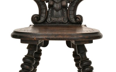 American Carved Oak Fantasy Child's Chair