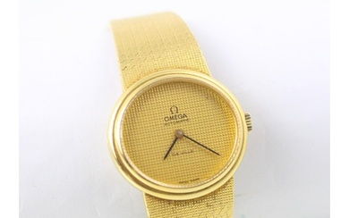 An 18ct yellow gold Omega DeVille ladies wristwatch, the tex...