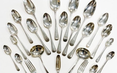 An 48-piece harlequin set of George III 18th century and later silver flatware