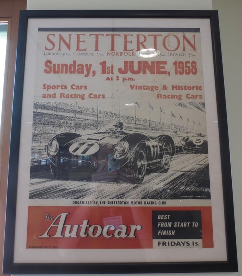 An Autocar poster advertising racing at Snetterton 1958