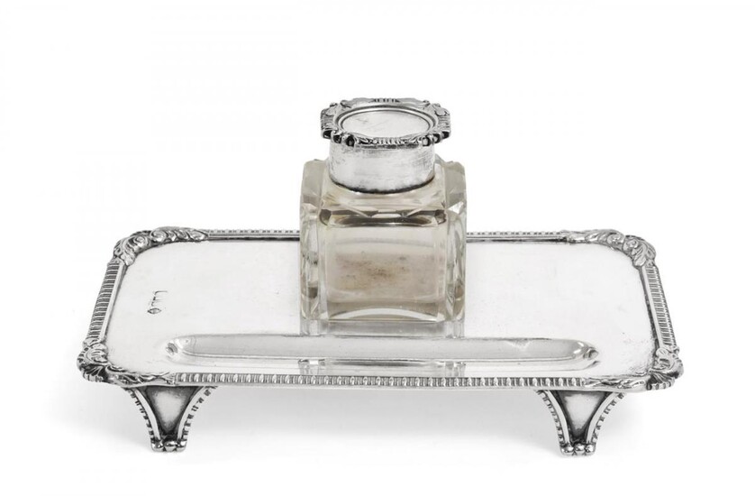 An Edward VII Silver Inkstand, The Base by C. H....