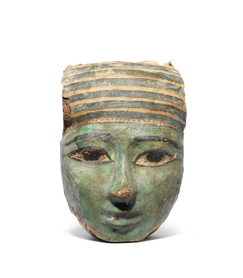 An Egyptian gesso-painted wood mummy mask