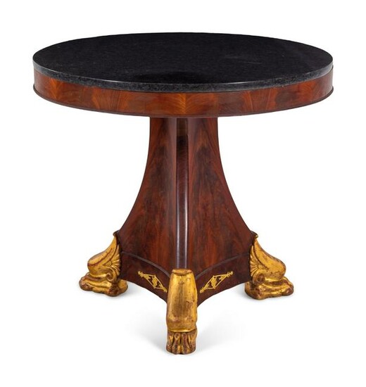 An Empire Style Parcel Gilt Mahogany Marble-Top Center