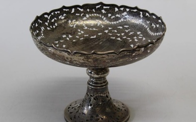 An early 20th century Chinese export silver tazza, pierce decorated...