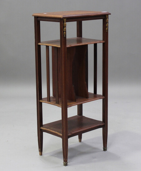 An early 20th century French walnut magazine stand with gilt metal mounts, height 102cm, width 45cm
