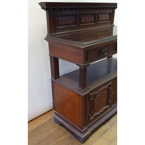 An early 20th century mahogany buffet, with raised back, and...