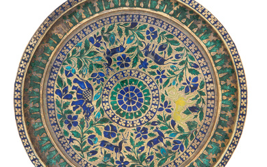 An enamelled silver gilt dish, Lucknow, North India, 18th century,...