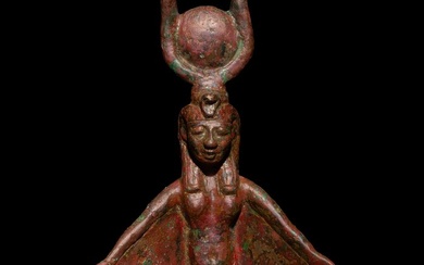 Ancient Egyptian Bronze Winged Goddess Isis. Late Period, 664 - 341 BC. 12 cm height. Spanish Export License.