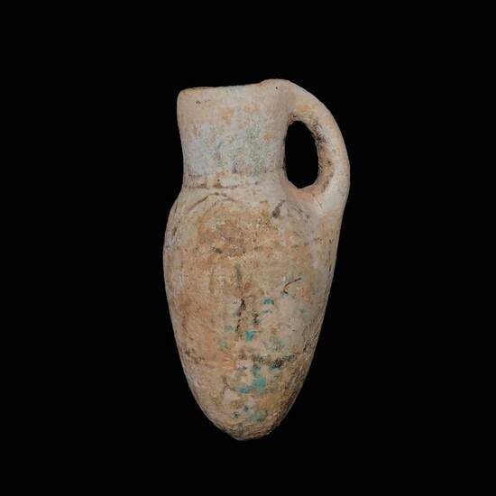 Ancient Egyptian Faience cosmetic juglet, 9 x 4,5 cm