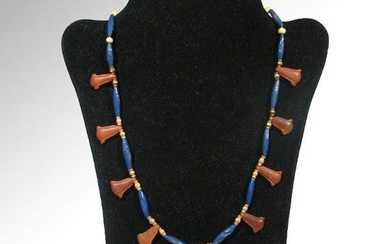 Ancient Egyptian Gold, Cornelian, Jasper and Faience Beads Necklace