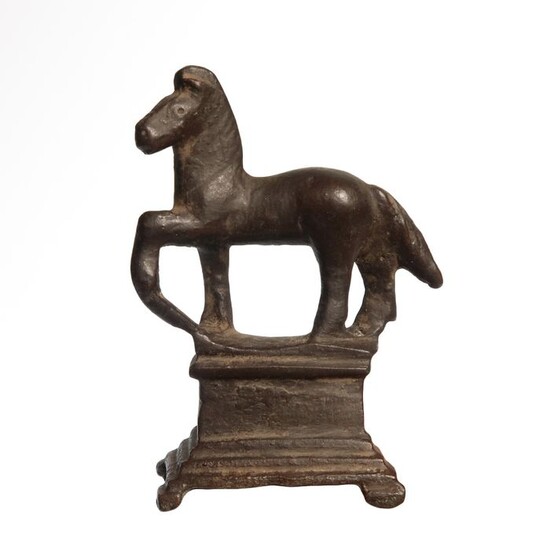 Ancient Roman Bronze Figure of a Horse on Pedestal