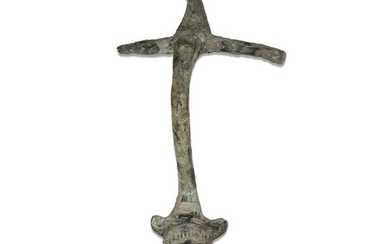 Ancient Roman Bronze Handle with tragic mask - 195×95×0 mm - (1)
