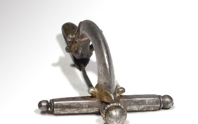 Ancient Roman Silver Crossbow Fibula