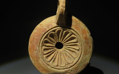 Ancient Roman Terracotta Oil Lamp. 1st-4th century AD. 11 cm length.