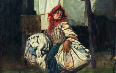 Antique 19C Italian oil painting