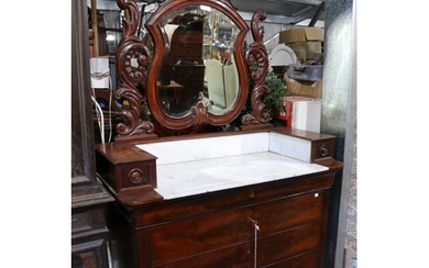 Antique French mirrored back marble set topped washstand, ap...