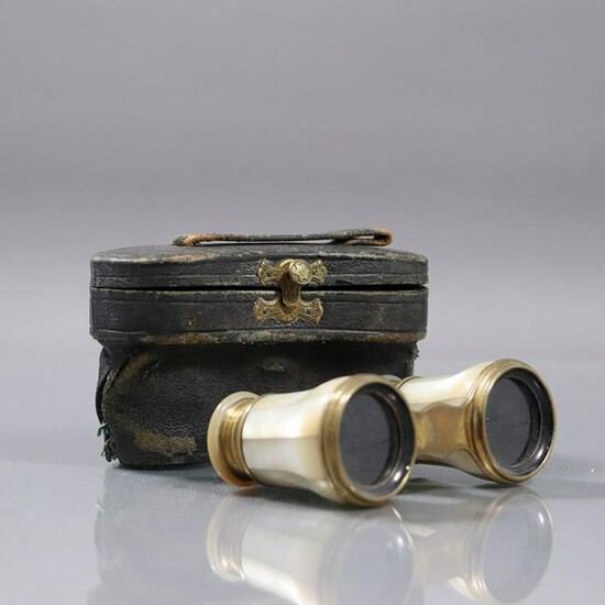 Antique Mother of Pearl Binoculars with Original Case