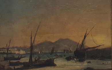 Antoine Guindrand (1801-1843) - Marina di Napoli al tramonto