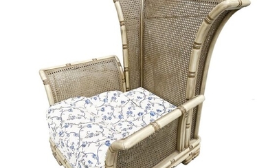 Armchair, armchair in bamboo and vienna straw