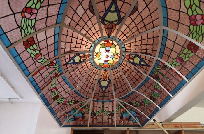 Art Deco stained glass skylight/ceiling