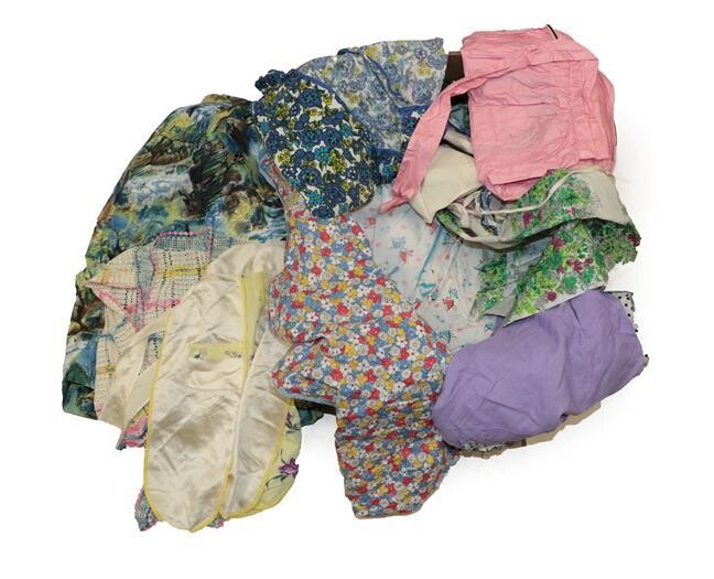 Assorted 1950 and Later Printed Cotton and Other Fabric Aprons,...
