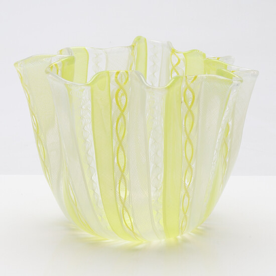 BOWL, so-called handkerchief bowl, glass, Murano, Italy, cared for.