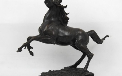 BRIOSCHI (XXth). Horse scared. Bronze with a patina....