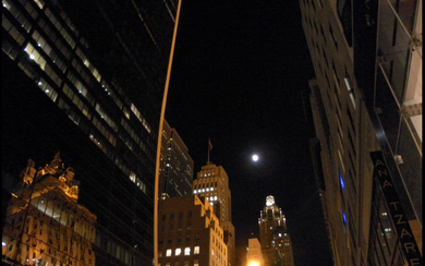 Barbara Rosenthal View East on 57th Street Outside NY Gallery Building with Karen, Full Moon, 0136,