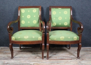 Beautiful pair of Empire armchairs - Mahogany - Second half 19th century