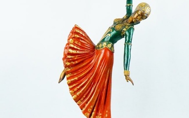 Bibi Hilton's Art Deco Style Dancing Woman 27" Bronze Sculpture