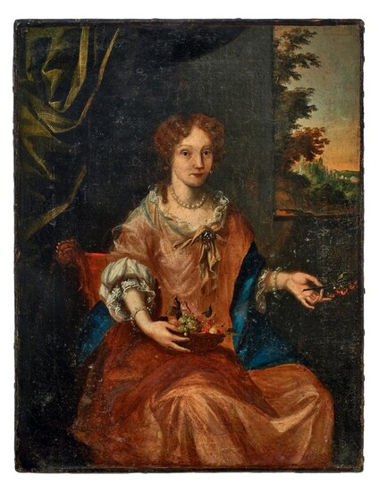 Bildnis einer vornehmen Dame mit Obstschale, Niederlande, 18. Jh.