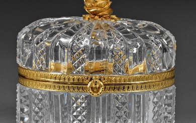 Boîte décorative avec pommeau en forme de rose de style Louis XVI Verre en cristal...