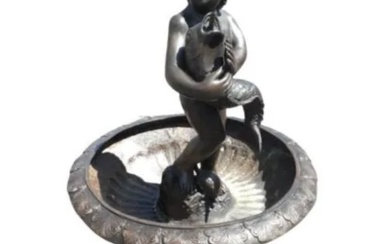 Bronze Fountain with Boy Holding Fish