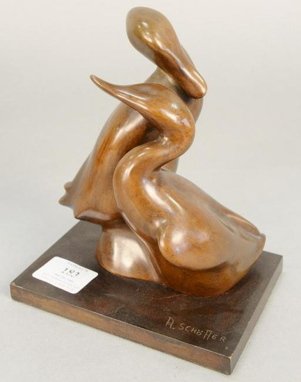 Bronze of two geese, signed "A. Scholter", ht. 7 1/2".