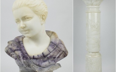 Buste en marbre et albâtre CarliBuste en marbre et albâtre Carli Buste en marbre et...