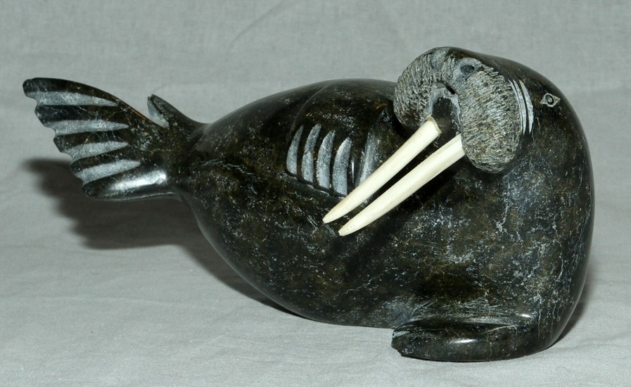 CANADIAN STONE INUIT SCULPTURE OF WALRUS