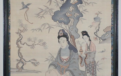 CHINESE EMBROIDERED SILK PANEL