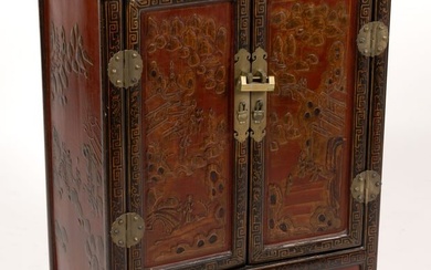 CHINESE EXPORT RED-LACQUERED CABINET