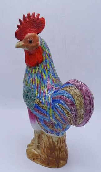 CHINESE EXPORT ROOSTER MARKED 14"H