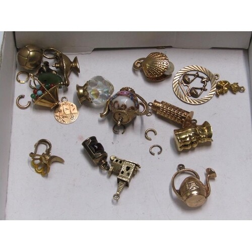 COLLECTION OF 16 GOLD AND OTHER CHARMS