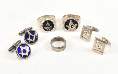 COLLECTION OF SILVER & MASONIC JEWELLERY