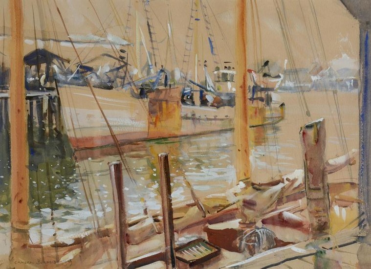 Cameron Burnside Watercolor Harbor Scene